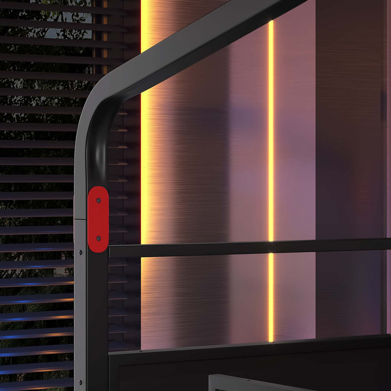 Gaming Loft Bed with Integrated Side Desk and LED Ambiance