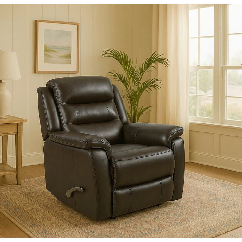 Fauteuil inclinable pivotant en cuir, Brun