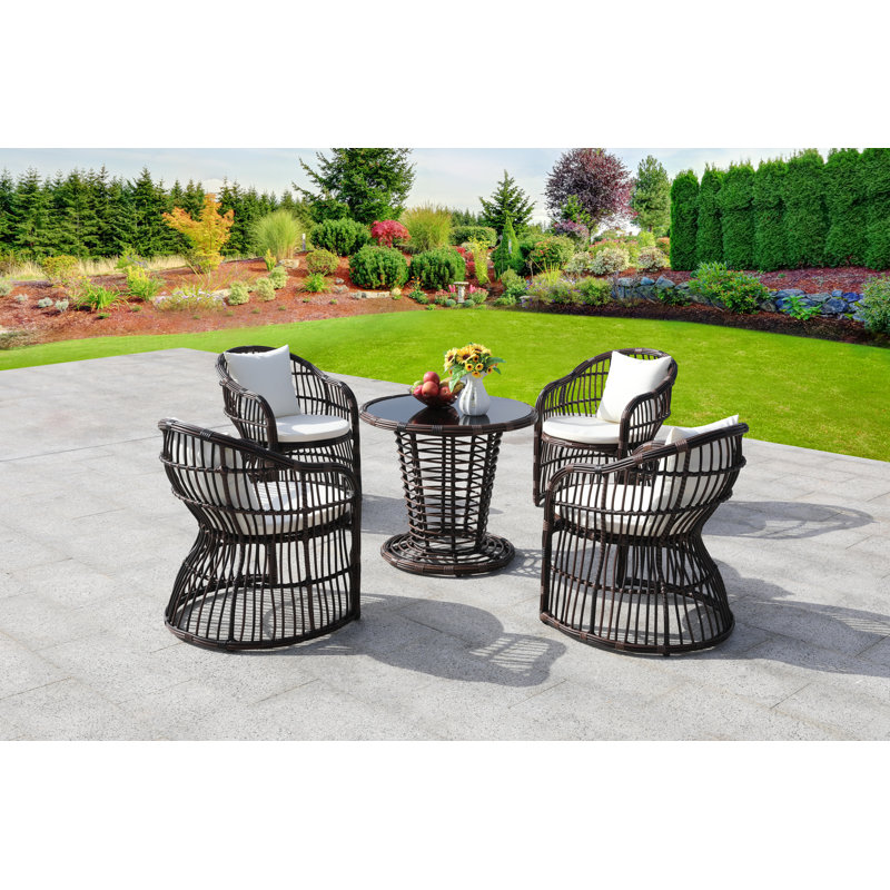 Wicker 4 - Person Patio Conversation Set with Cushions