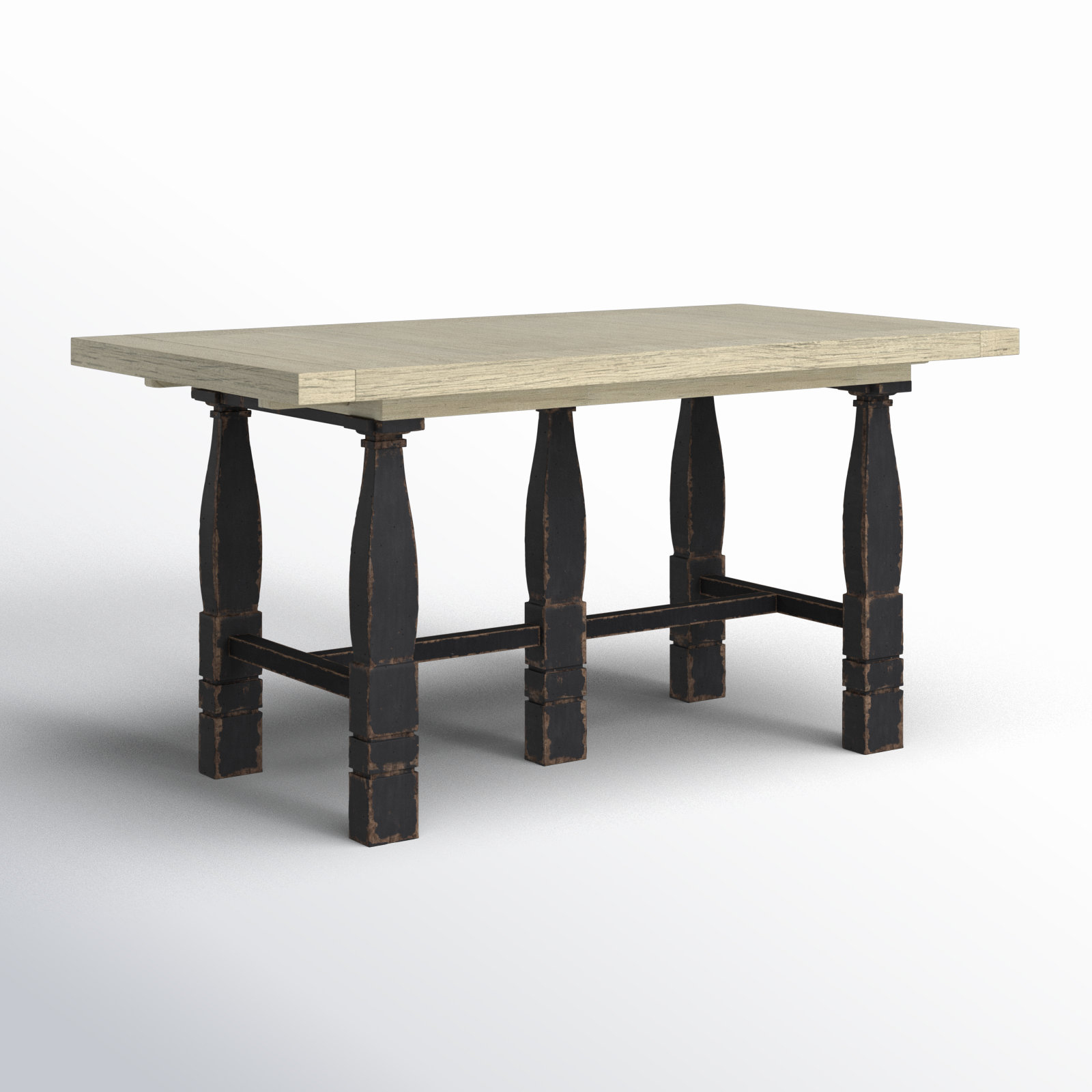 CiaoBella Dining Table, Flaky White Top/Black Base