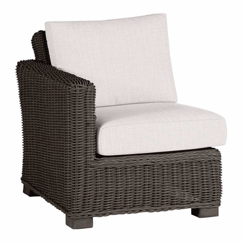 Canapé modulaire rustique tissé à gauche - Noyer noir, Pas de soudure, Noyer noir, Sunbrella® ‑ lin neige