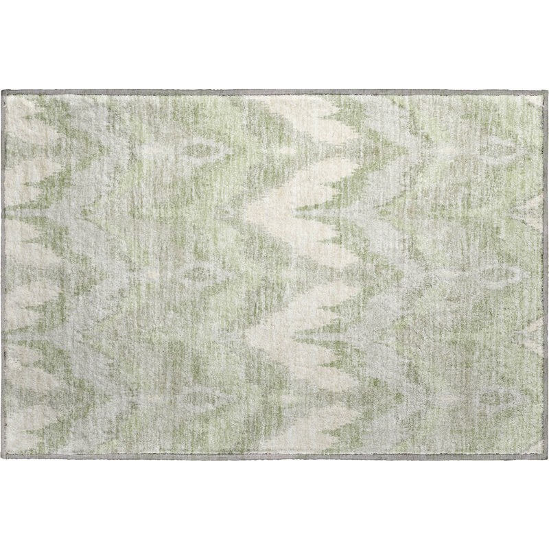 Premium Machine Washable Prisco Aloe Rug, Rectangle 1'8" x 2'6"