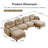 Modular Sectional U Shaped Couch With Ottoman, Soft Chenille Fabric, Quilted Pleated Design, High-Density Foam, Elegant Armrests, Easy Install For Bedrooms And Living Rooms, Camel-1455838358-1455838357