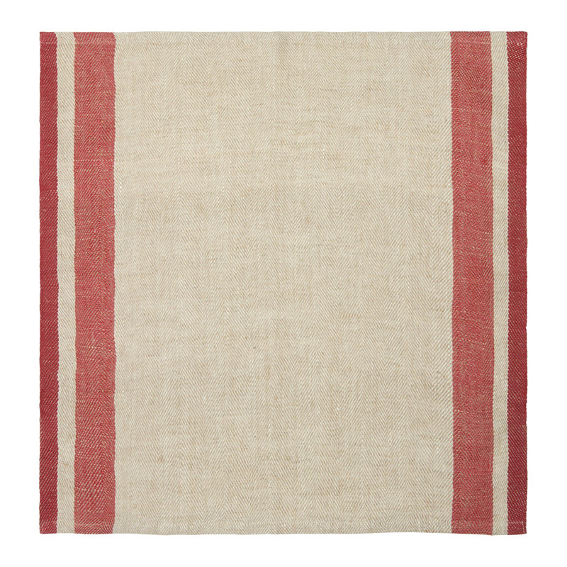 Gordes Napkins - Red/Natural - 20" x 20" - Set of 4, Red/Natural