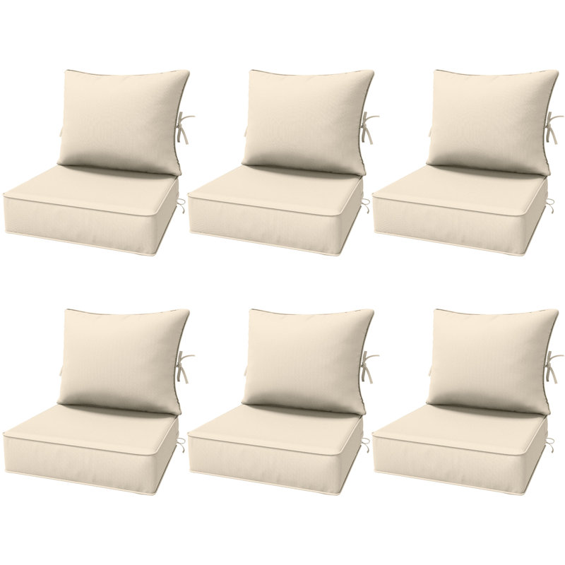 6.5″ Outdoor Replacement Cushion Set, Deep Seating Seat / Back Cushion Set, Cream