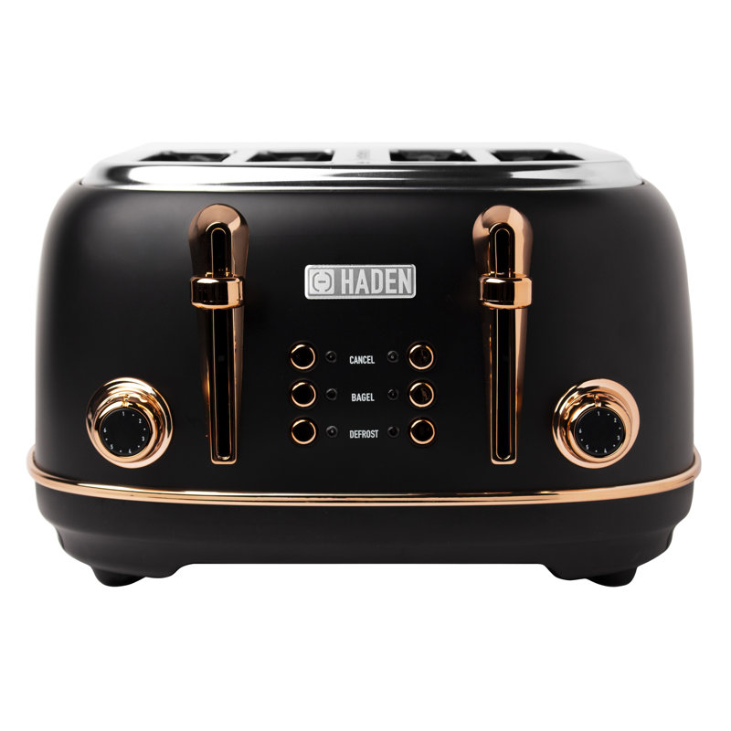 HADEN Heritage 4-Slice Wide Slot Toaster, Black/Copper