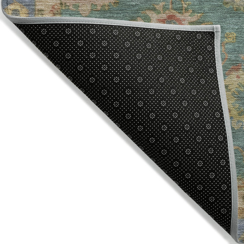 Tapis bleu sarcelle Xhevrie lavable à la machine intérieur / extérieur, Tapis de couloir 2 pi 3 po x 7 pi 6 po