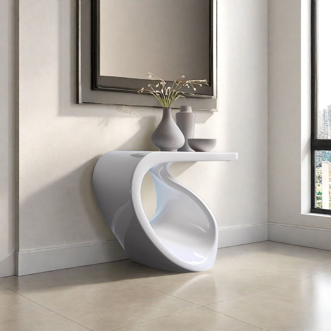 Image showcasing Orren Ellis Modern Minimalist Art Design Console Table | Wayfair