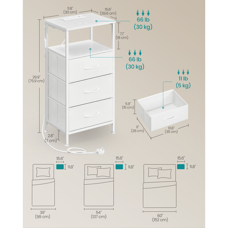 Bedside Table, White