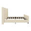 Corduroy Upholstered Queen Bed Frame with Wingback Headboard & Footboard, Cream, No Box Spring Needed-1704762027