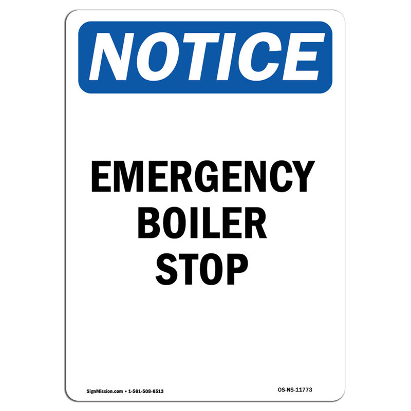 Emergency Boiler Stop Sign
