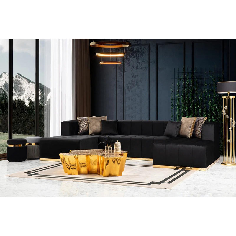 Canapé modulaire Awal, Velours noir