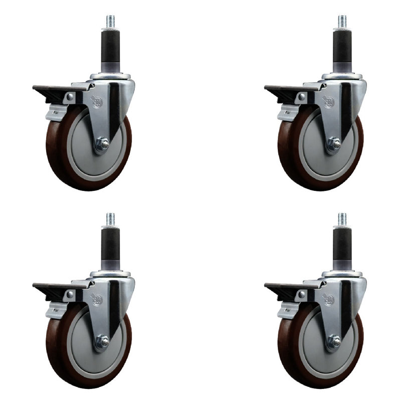 Ensemble de roulettes extensibles en poly pivotant 1-1 / 8 pouces avec frein SCC