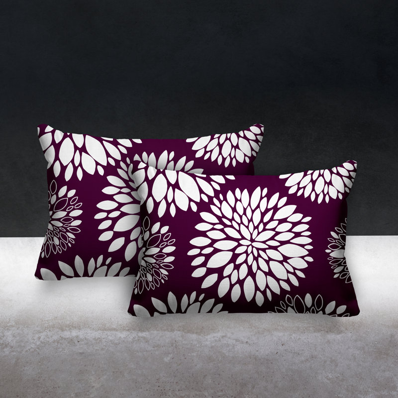 Coussin lombaire intérieur / extérieur à motif floral Fiesta, Mauve