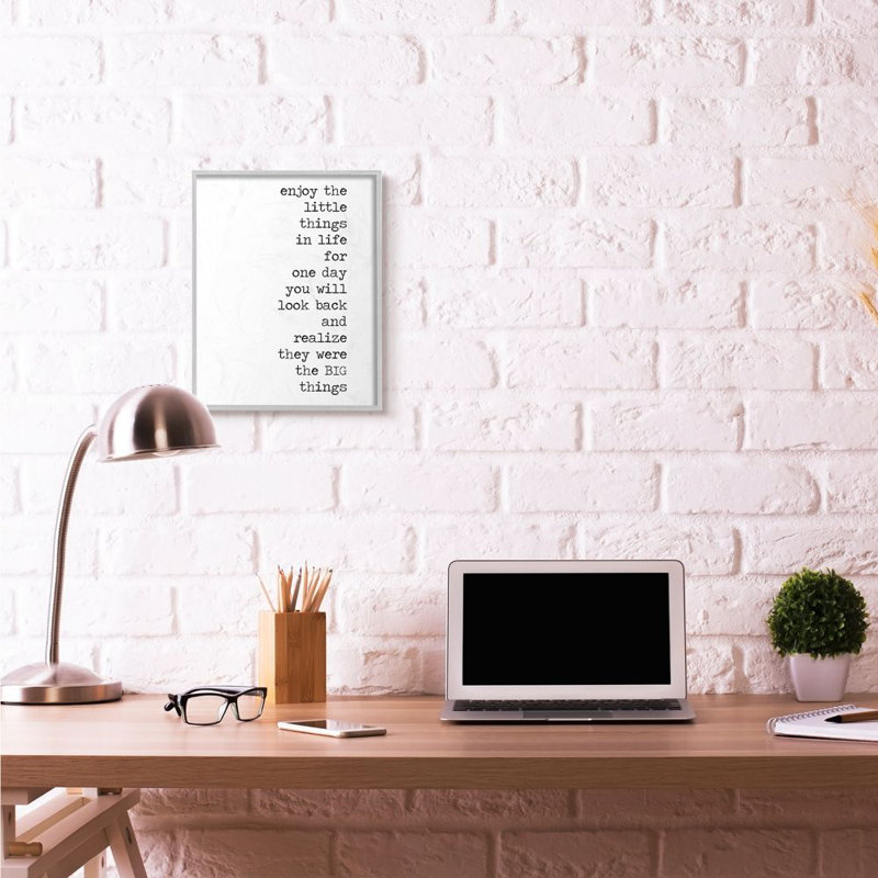 " Enjoy " Textual Art Print, 20" H x 16" W x 1.5" D, Farmhouse Gray Framed Giclee
