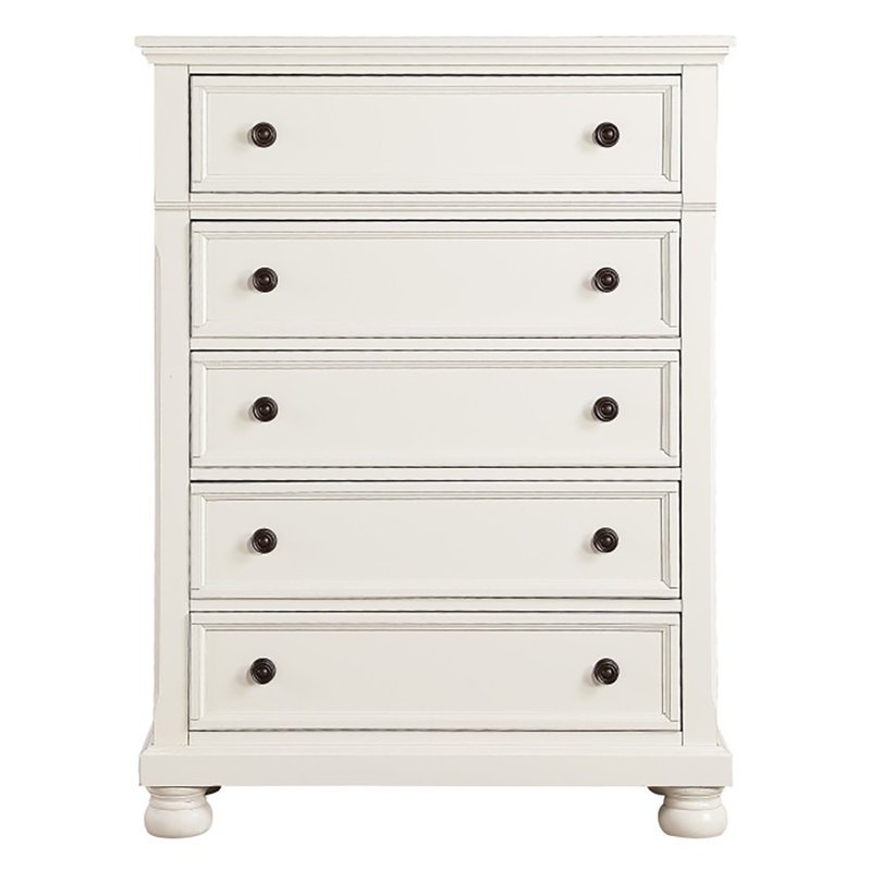Commode 5 tiroirs Dorminey, Blanc