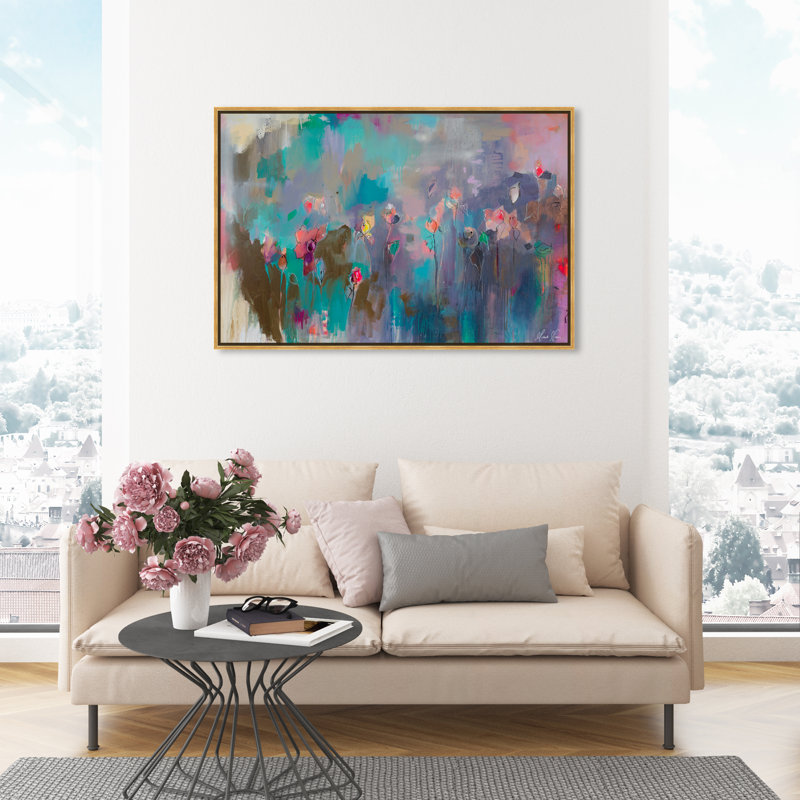 " Abstract Michaela Nessim - Truth Is My Identity, Modern & Contemporary Blue " by Oliver Gal, 30" H x 45" W, Gold Framed