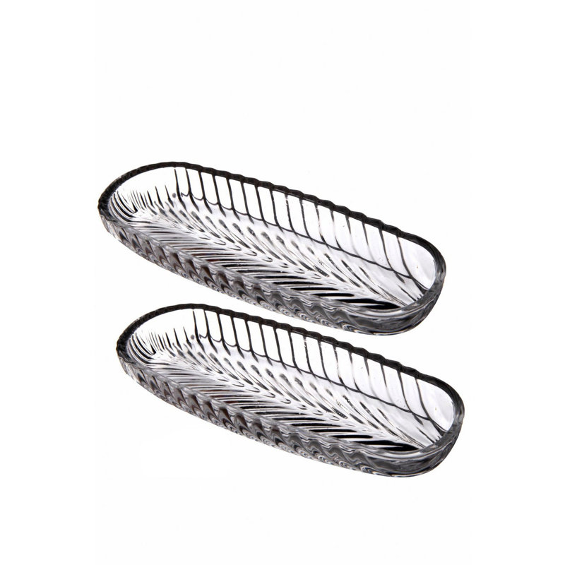 Elegant Glass Platter Set (2 Pieces), Transparent, 7.5 x 3.1 x 1.0 inches | 100% Dishwasher Safe, Perfect for Serving Appetizers & Desserts | Ideal for Parties, Gatherings, and Everyday Use