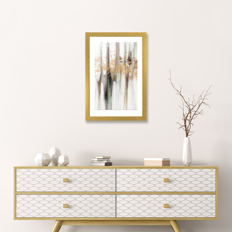 «Falling Gold Leaf I» par Studio W - reproduction sur toile tendue, H 24 po x l 16 po x P 1 po, Cadre doré