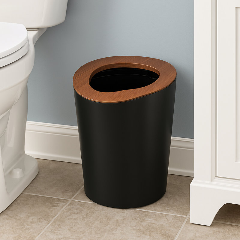 Ensemble de 2 poubelles rondes avec couvercle ouvert et support pour sacs Home Zone Living