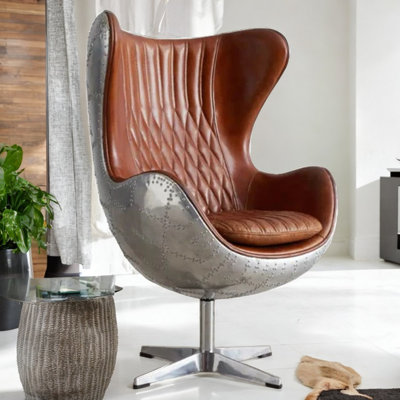 Abrahm Faux Leather Swivel Accent Chair