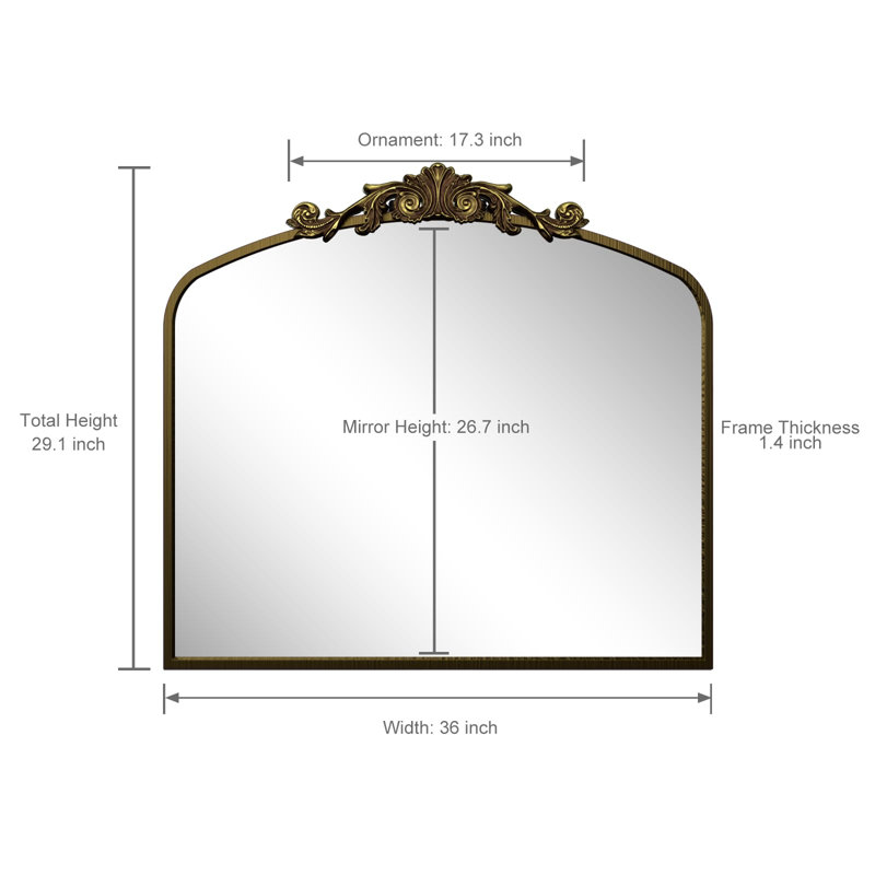 Wooster Arch Decorative Wall Mirror, 30" x 36", Brushed Gold