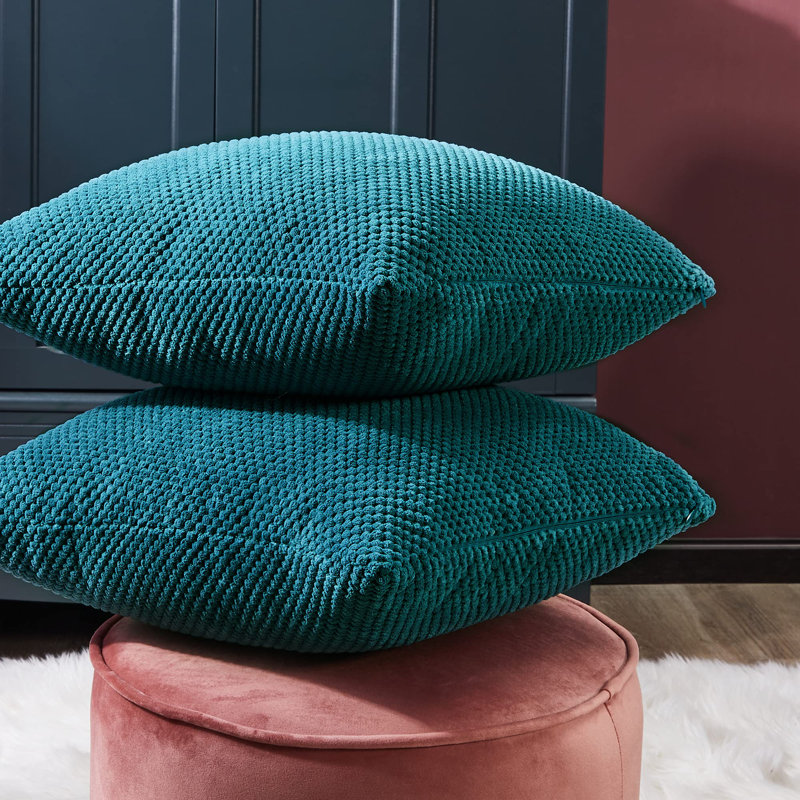 Rackwon Dark Teal Square Throw Cushion Cover, 40cm H x 40cm W