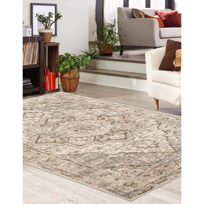 Bloxson Beige Rug, Rectangle 5' x 8'