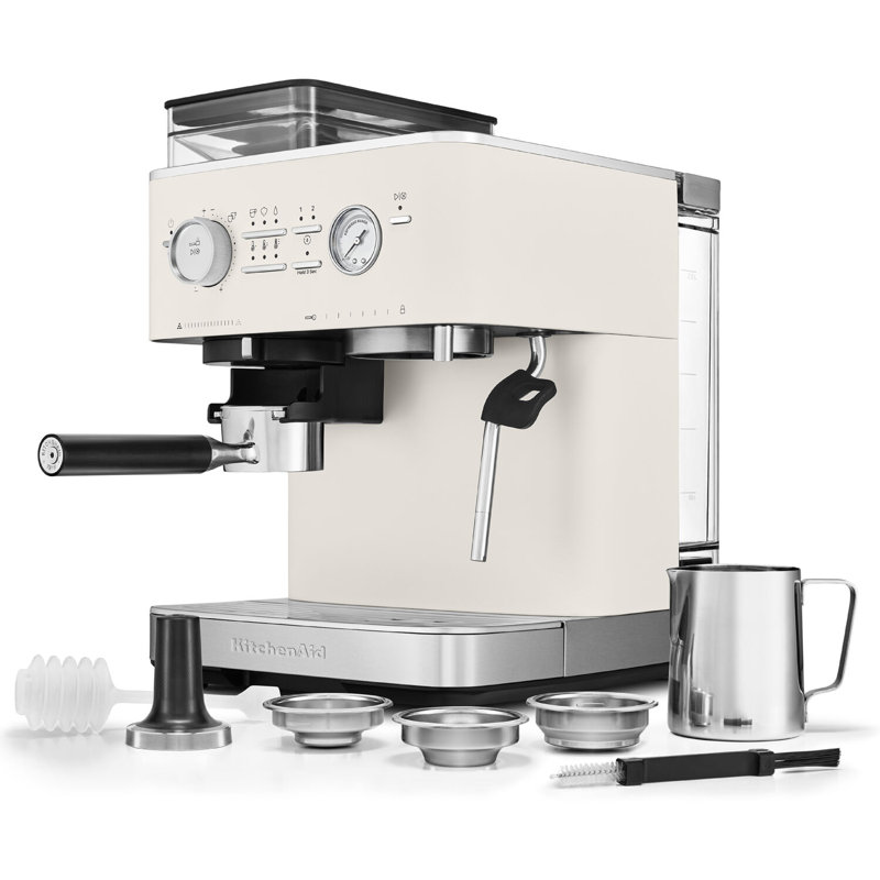 KitchenAid Semi Automatic Espresso Machine with Burr Grinder in Porcelain White
