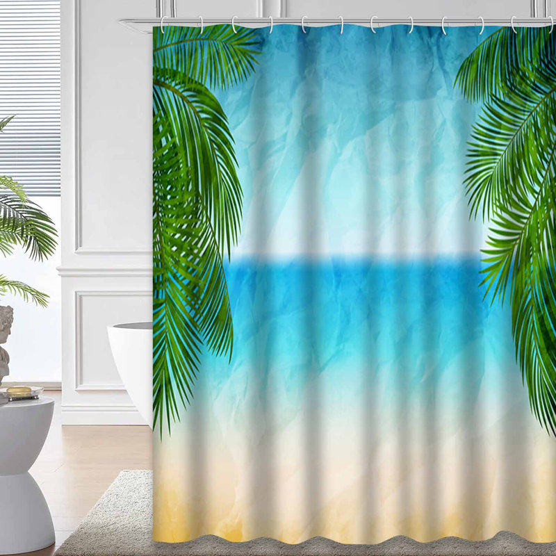 Rideau de douche imperméable avec 12 crochets Coast Decor Beach Flora, L 72 po x l 78 po