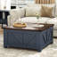 Table basse de style campagnard avec station de charge et ports USB, table centrale relevable avec grand espace caché-1182260108