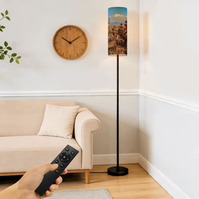Floor Lamp  Kathmandu Building Town vintage Dimmable Modern Standing Lamp with Remote Control Footswitch Bulb Lampshade Tall Pole Corner Lamp for Living Room Bedroom Office