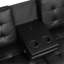 Futon contemporain noir avec capitonnage biscuit, - chargeurs de climatiseur, porte-gobelets et table rabattable, conversion facile au lit, profondeur 2, siège de l 35,5 po x l 71,5 po x H 32 po