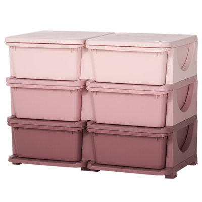 Qaba 3 Tier Kids Storage Unit, 6 Drawer Chest Toy Organizer Plastic Bins For Kids Bedroom Nursery Kindergarten Living Room For Toddlers by LALA & WONZ
