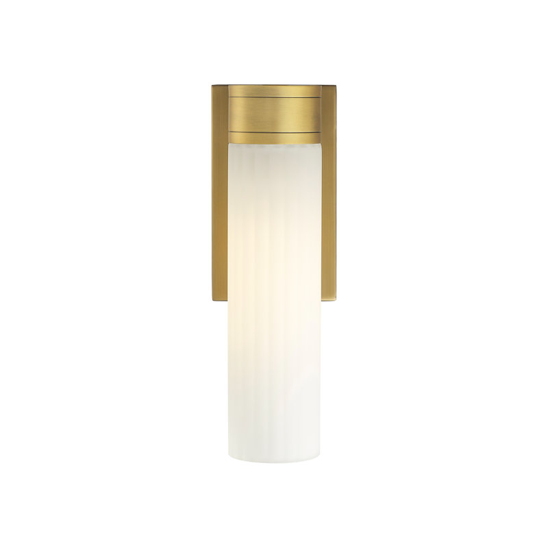 Applique murale 11 po Empire, Laiton brossé, H 12,63 po x l 5,5 po x P 3,13 po, Blanc mat