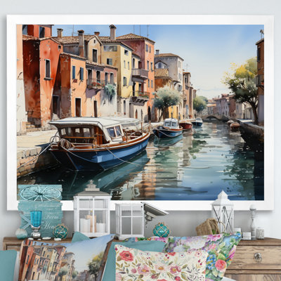 " Beige Canal Watercolor Whimsy III "