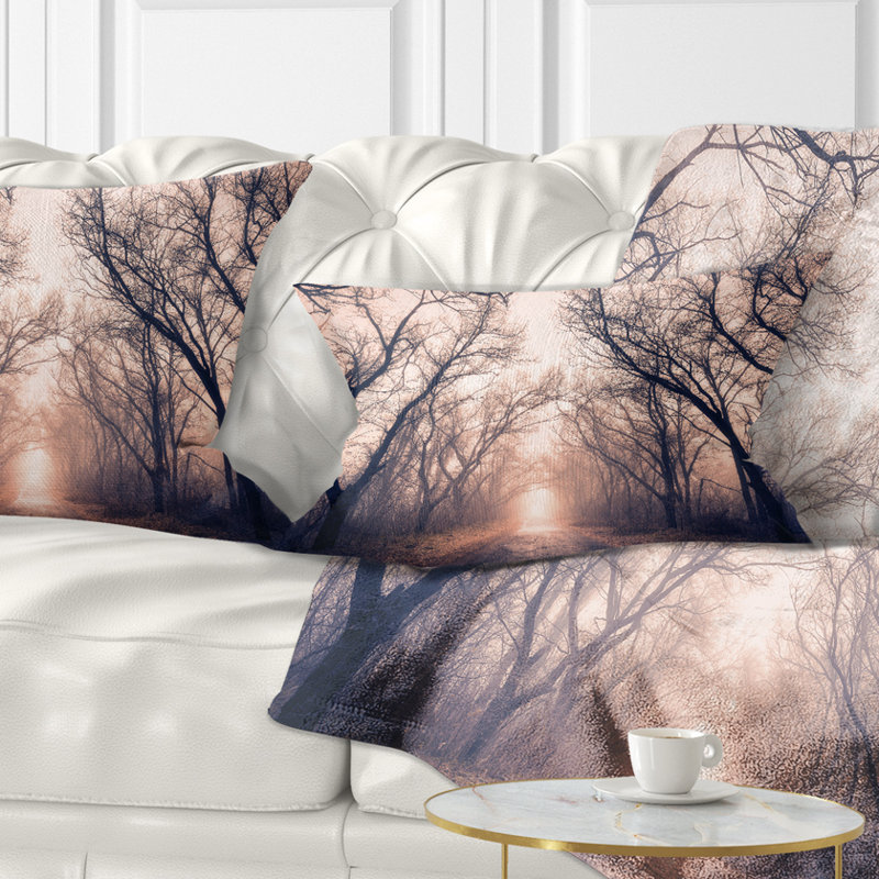 Housse de coussin rectangulaire avec photographie de paysage de forêt sombre