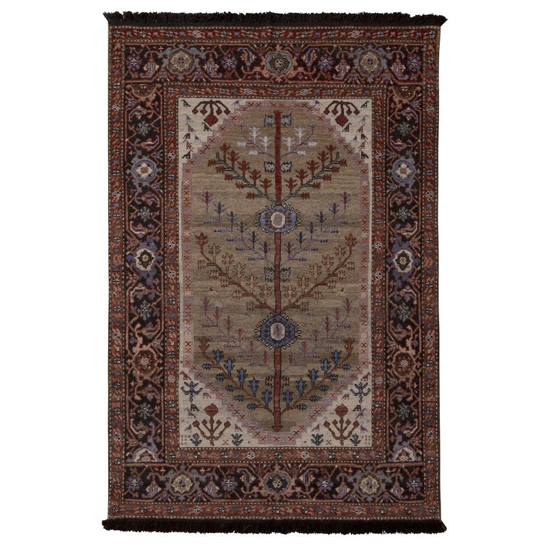 Burano Hand Knotted Wool Geometric Area Rug, Runner 3' x 12'
