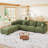 6 Seat Corduroy Convertible Modular Sectional Sofa With Storage, 4 Back Cushion 4 Throw Pillow-1112780495