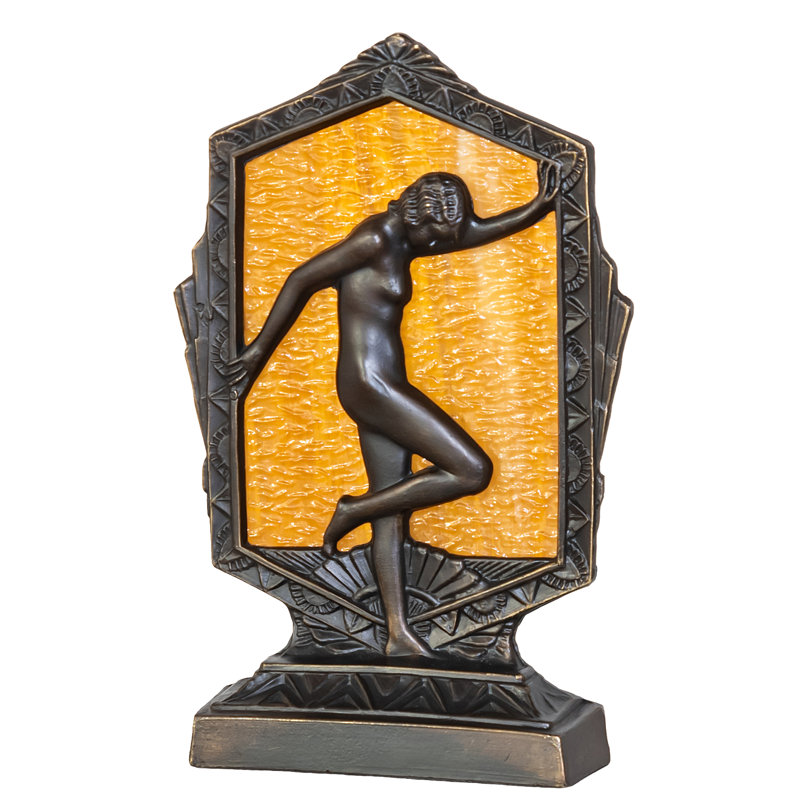 9" High Deco Posing Lady Accent Lamp, Orange