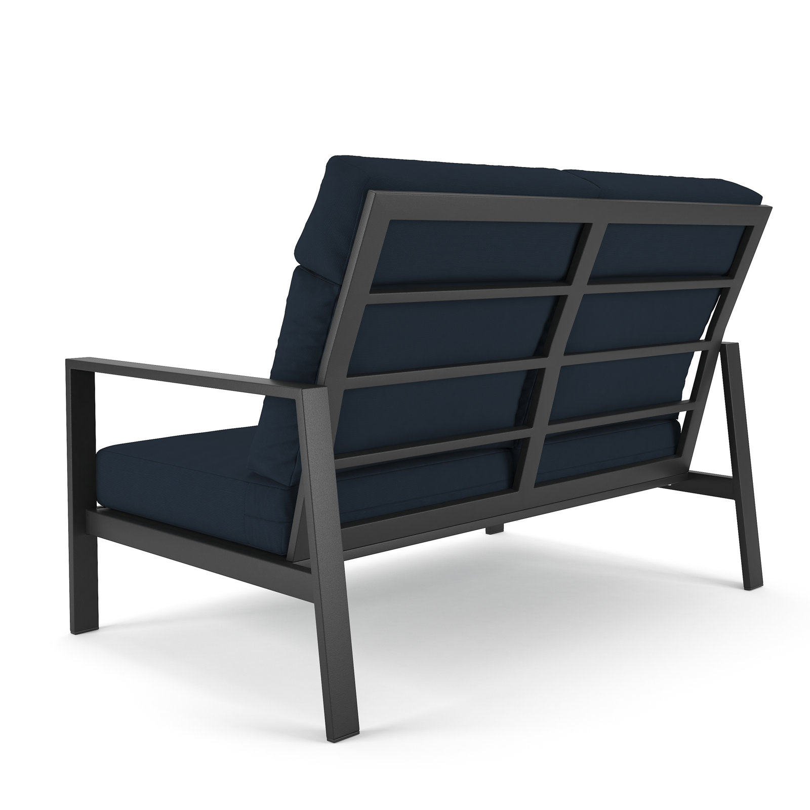 Townsend Metal Outdoor Loveseat With Sunbrella Cushion, Canvas Navy