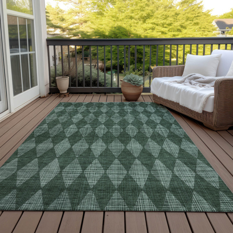 Fayme Flatweave Washable Geometric Indoor / Outdoor Rug, Rectangle 8' x 10'