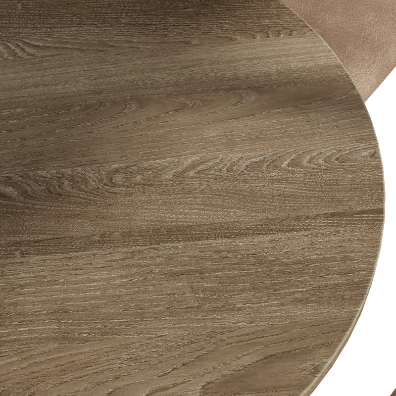 Table moderne, ronde 45,7 po, bois d'hévéa massif, finition rustique antique, patiné, table de salle à manger ronde brun grisâtre de 45,7 po, conception en bois, brun, pour 4 personnes