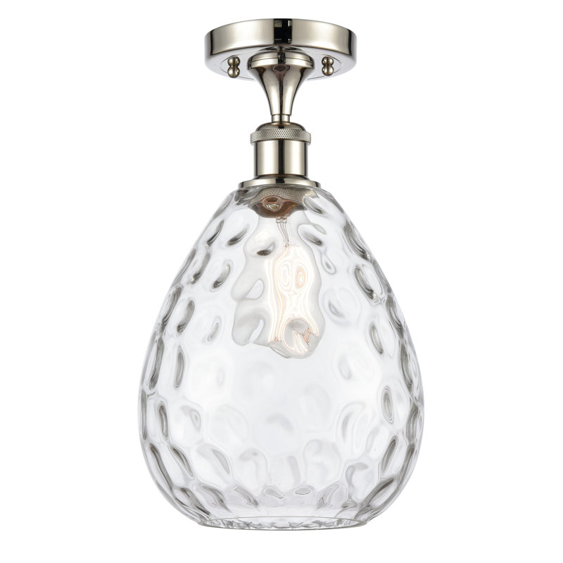 Morganna Glass Semi Flush Mount, 6 Watt Vinage LED Bulb, Polished Nickel