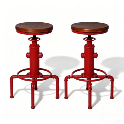 Dicle Swivel Solid Wood Adjustable Height Bar Stool