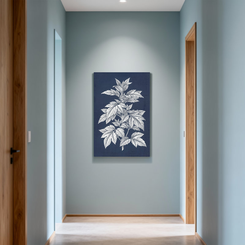 Plants &Flowers Botanical Leaf Pattern On Navy Background