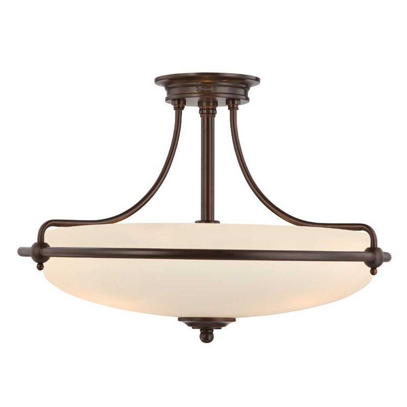 Elberta Glass Semi Flush Mount, Palladian Bronze