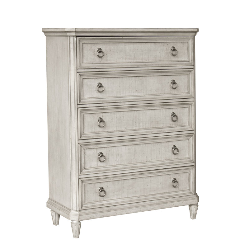Vanilla Cream Transitional 5-Drawer Lingerie Chest with Felt Lined Drawer