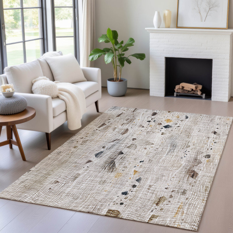 Tapis intérieur / extérieur lavable à la machine Xhevrie, Rectangle 2 pi 6 po x 3 pi 10 po