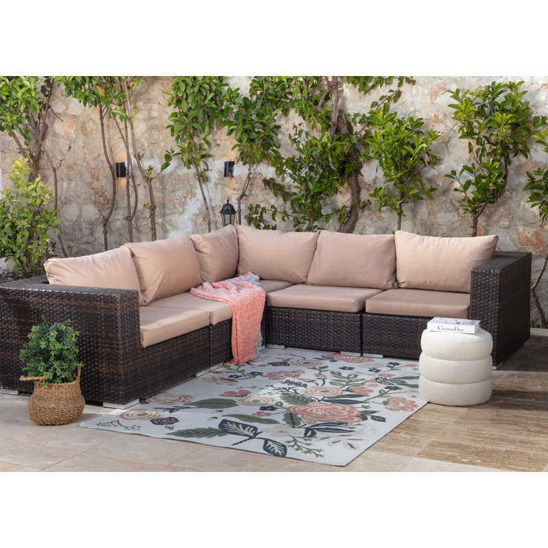 Outdoor Modern Boho Rust Dark Moss Rug, Rectangle 200 x 275cm